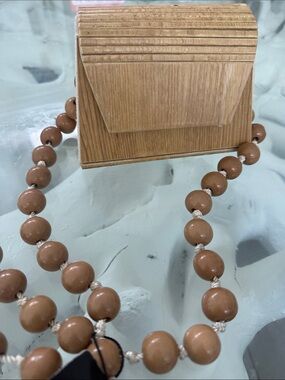 Brown Wooden Bead Purse